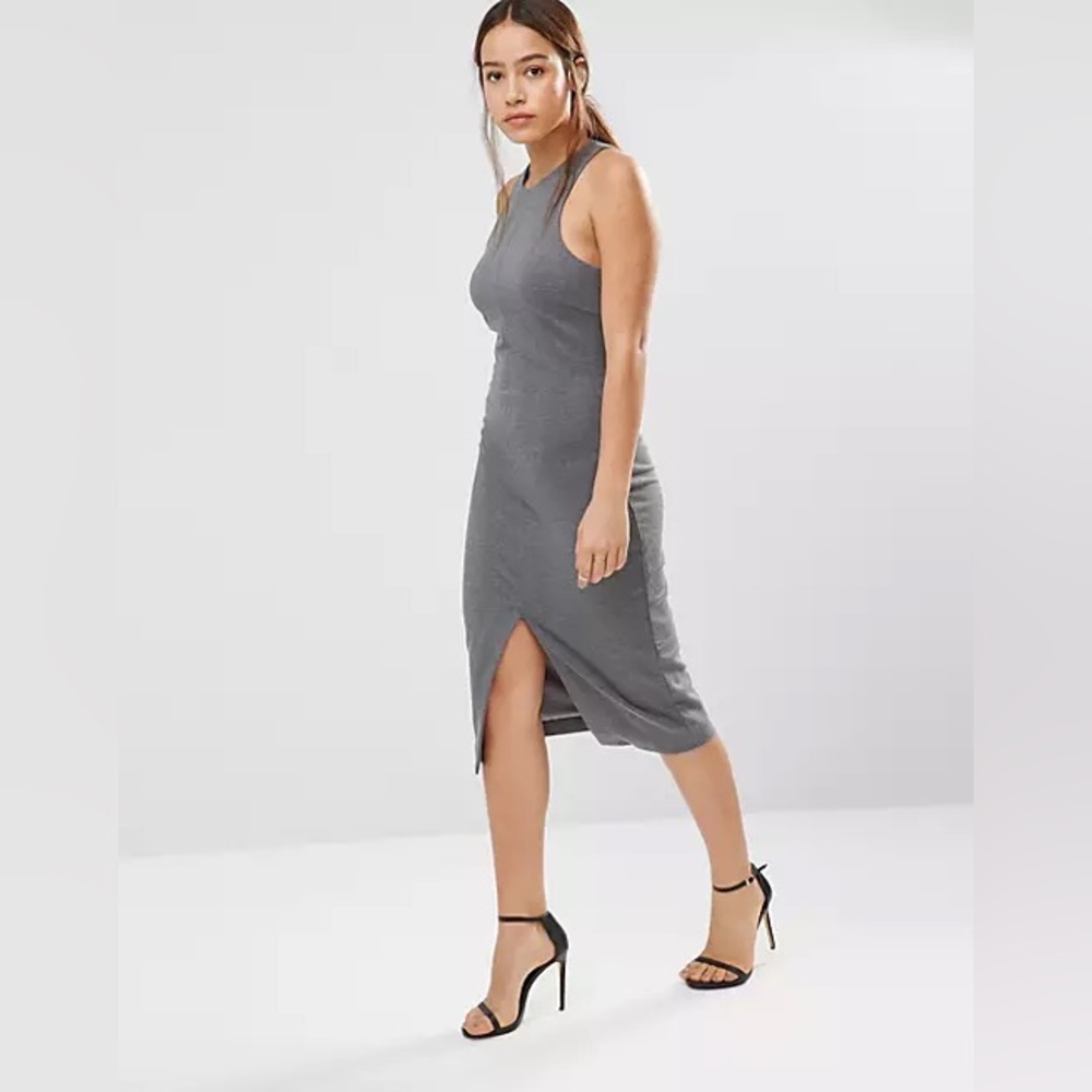 Finders Keepers Hideaway Midi Dress Charcoal Gray Size Medium